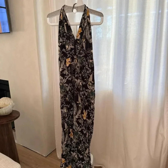 Free People Black and green floral jumpsuit with open back - Picture 4 of 6